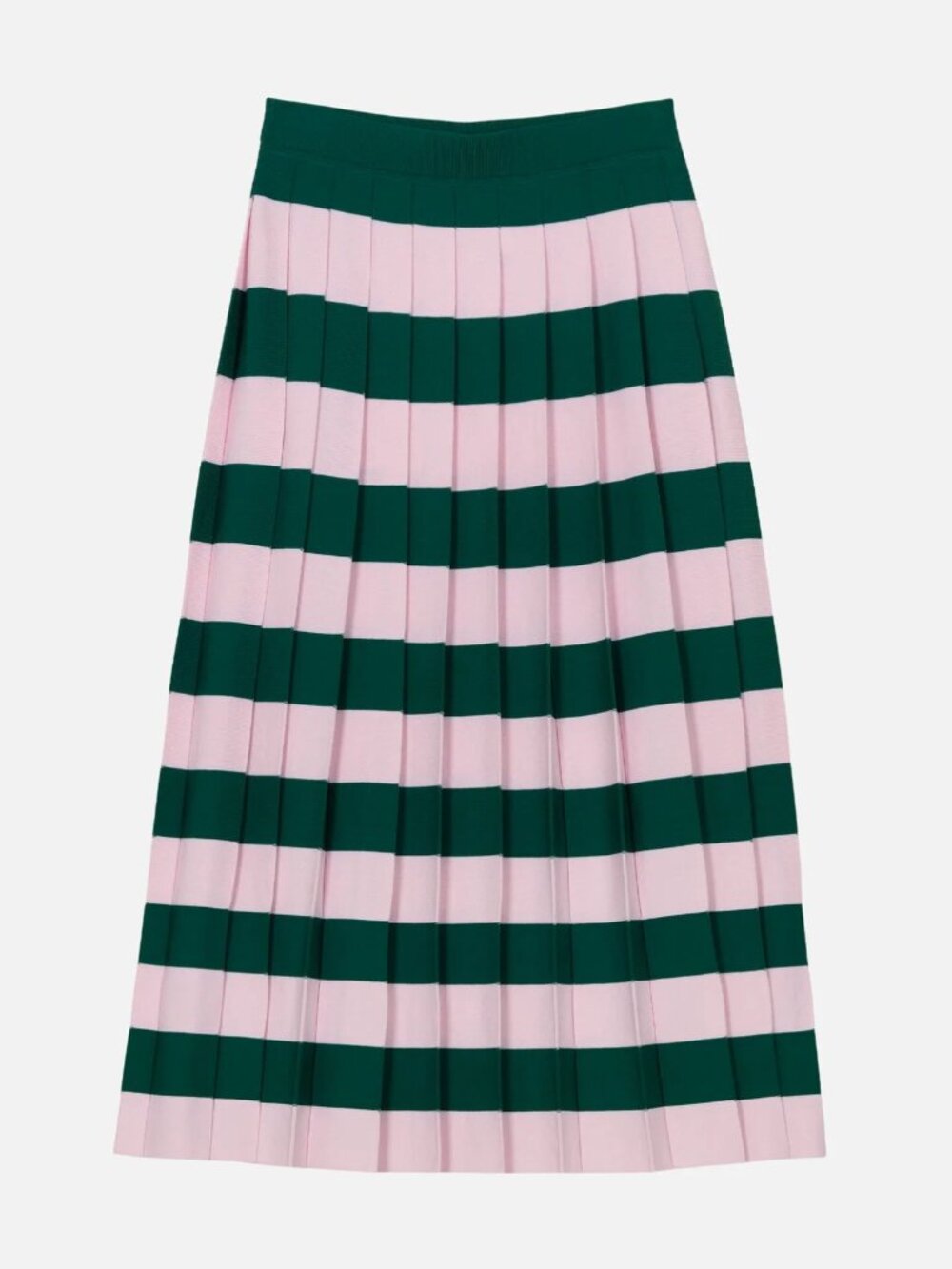 NWT Marimekko Striped Knit Pleated Skirt in Pink/Green, size Small